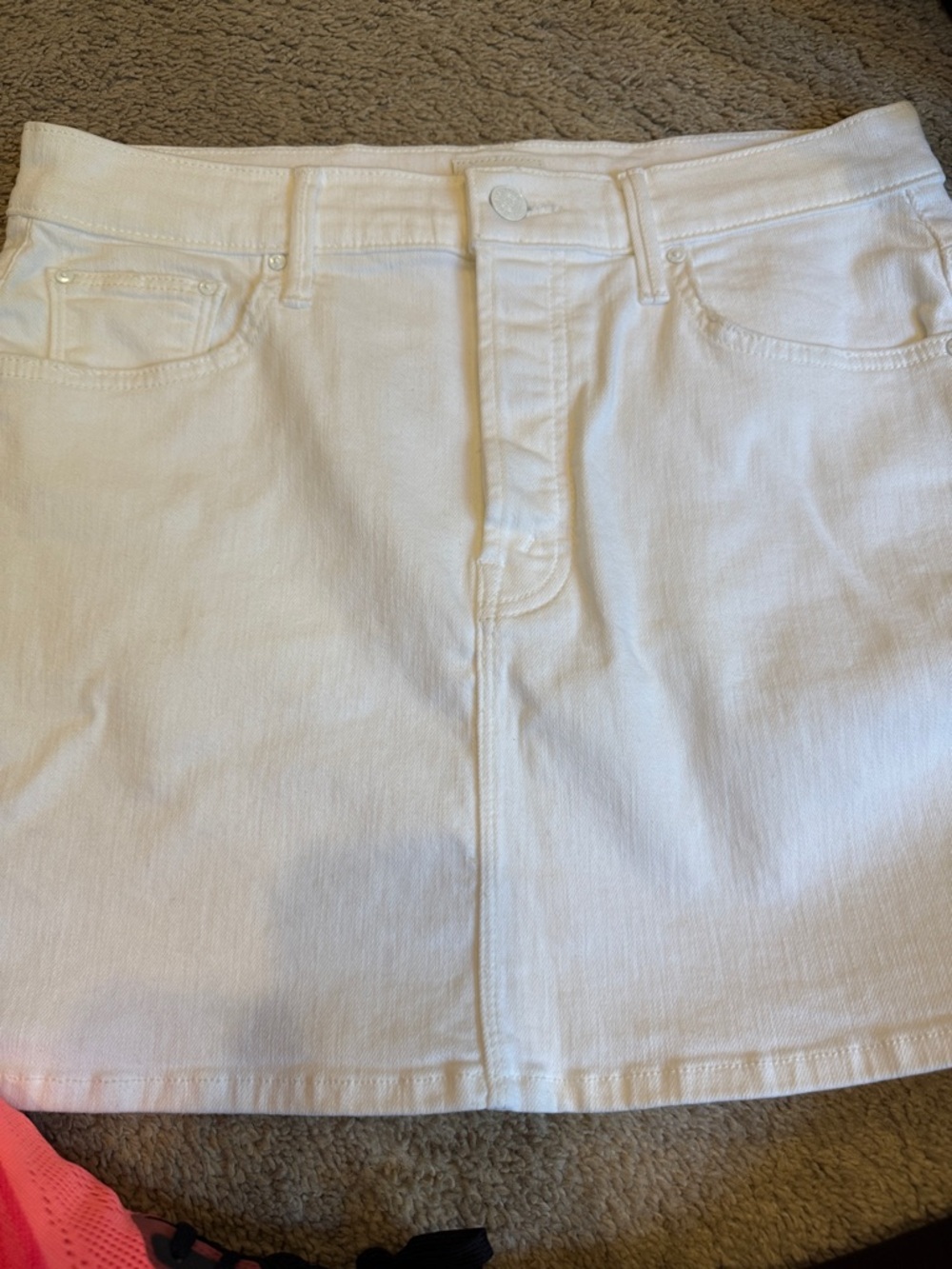 MOTHER White Denim Mini Skirt